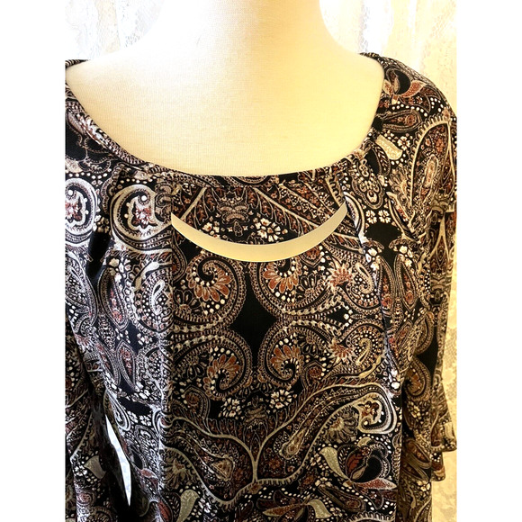 Theo & B Paisley Printed Boho Top Blouse new no tag Y2K look Size L - Picture 6 of 10